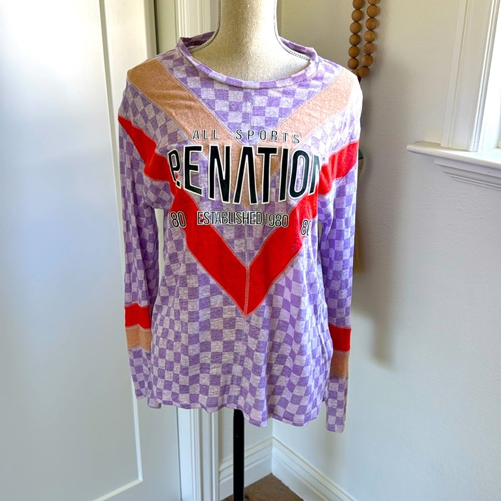 P.E Nation 100% Linen Llng Sleeve Top Small EUC